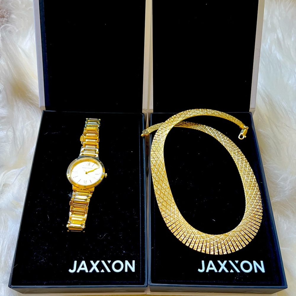 Ann Klein watch with Jaxxson necklace.
